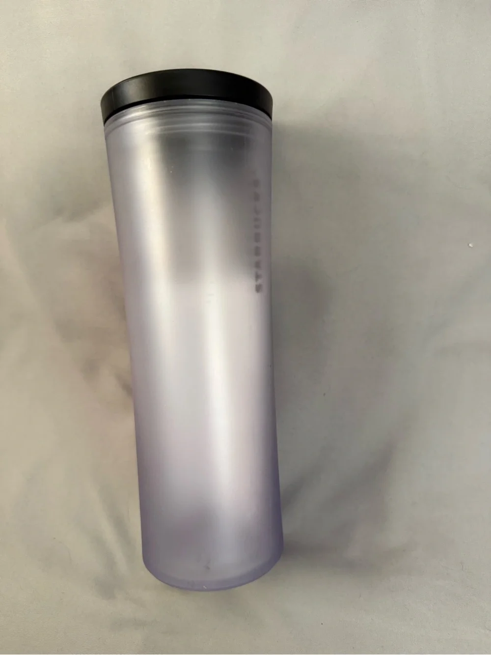 Classic Starbucks Frosted Silver Tumbler with Green Logo and Black Lid NWT